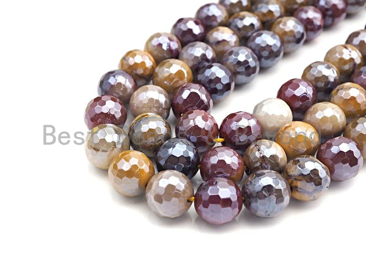 High Quality Plated Natural Mookaite beads,Round Faceted Beads,6mm/8mm/10mm Gemstone Beads, 15.5inch FULL strand, SKU#UA91