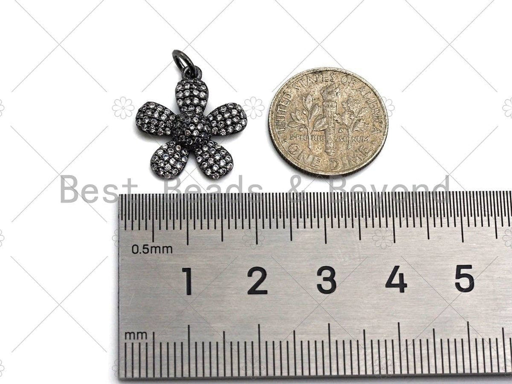 CZ Micro Pave Flower Pendant/Charm,Cubic Zirconia Paved Charm, Necklace Bracelet Charm Pendant, 16mm,sku#Z1205