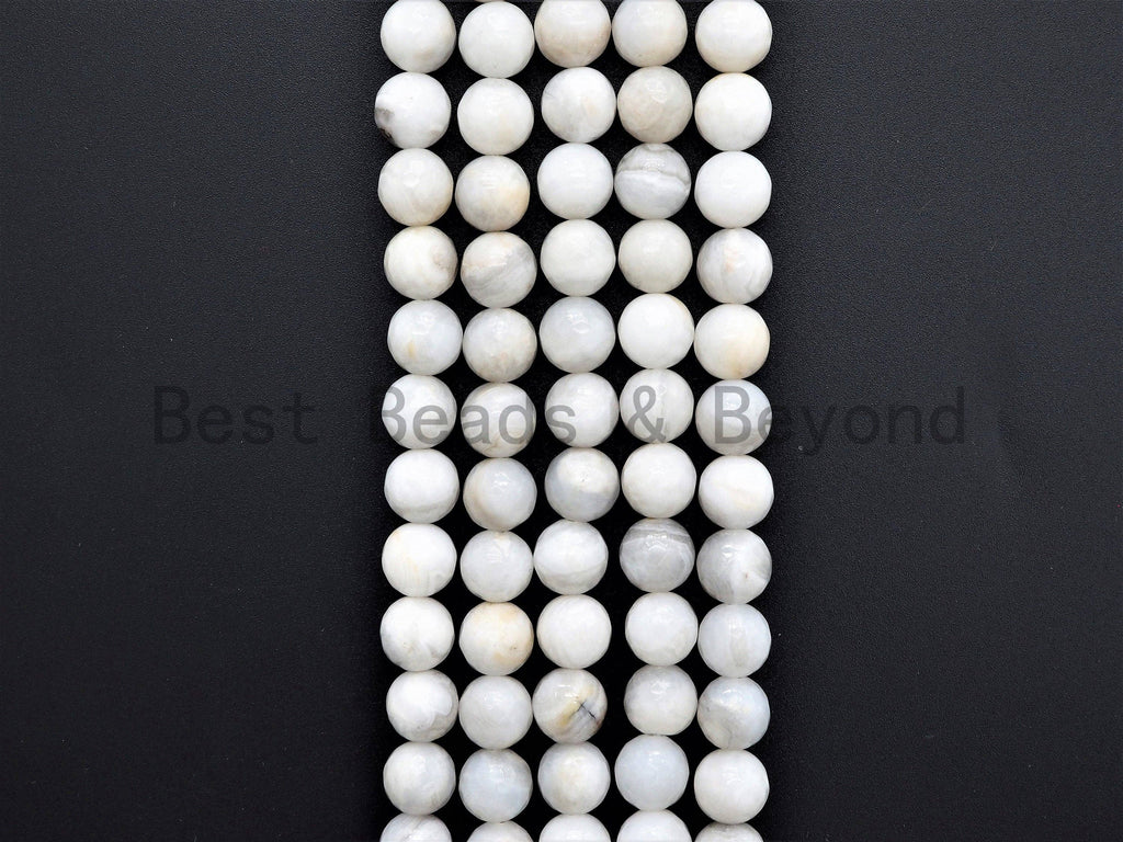 Quality Natural White Crazy Lace Agate beads, 8mm/10mm/12mm Faceted Round Gemstone beads, White Lace Agate Beads, 15.5inch strand, SKU#U379
