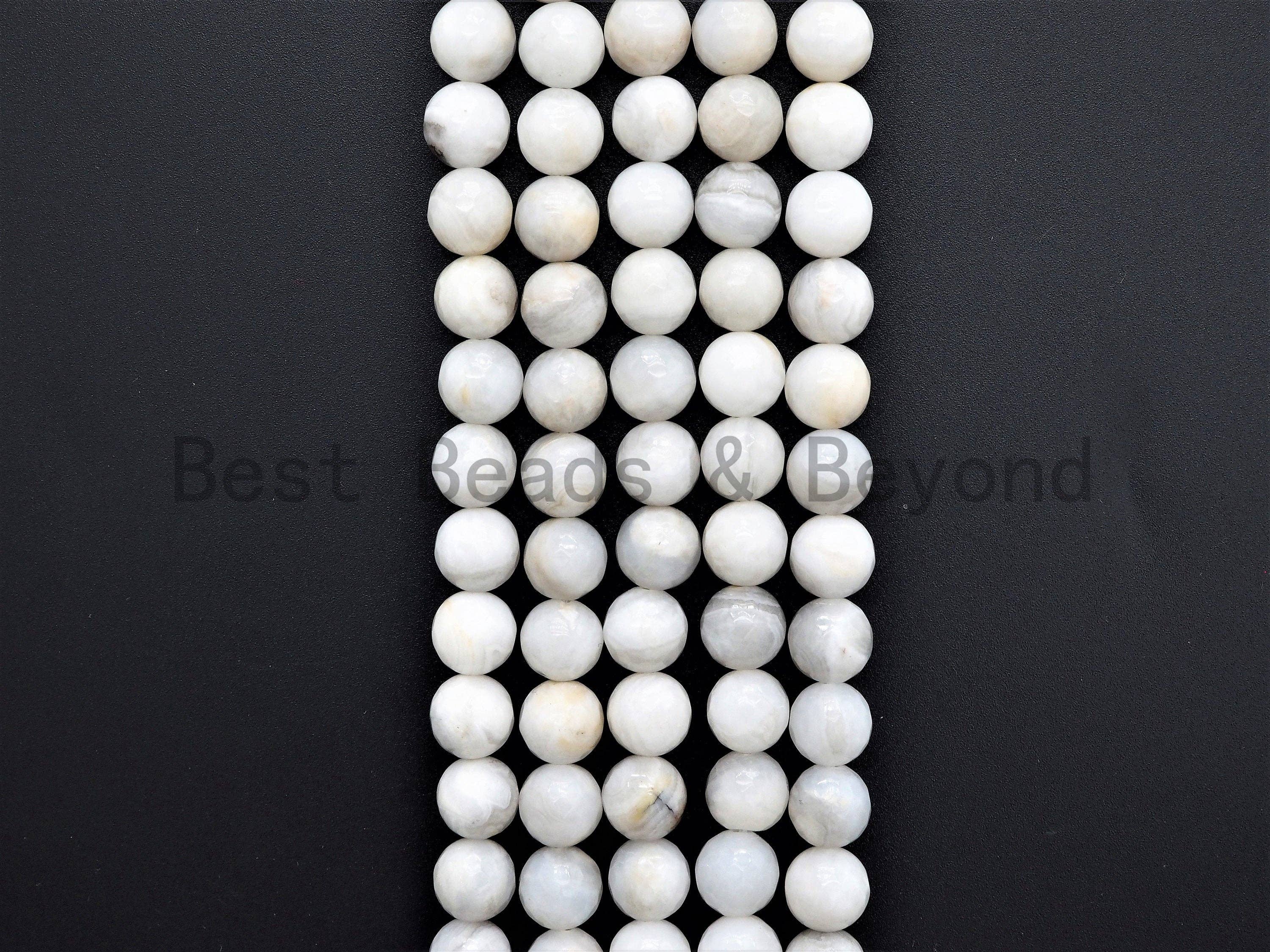 Quality Natural White Crazy Lace Agate beads, 8mm/10mm/12mm Faceted Round Gemstone beads, White Lace Agate Beads, 15.5inch strand, SKU#U379