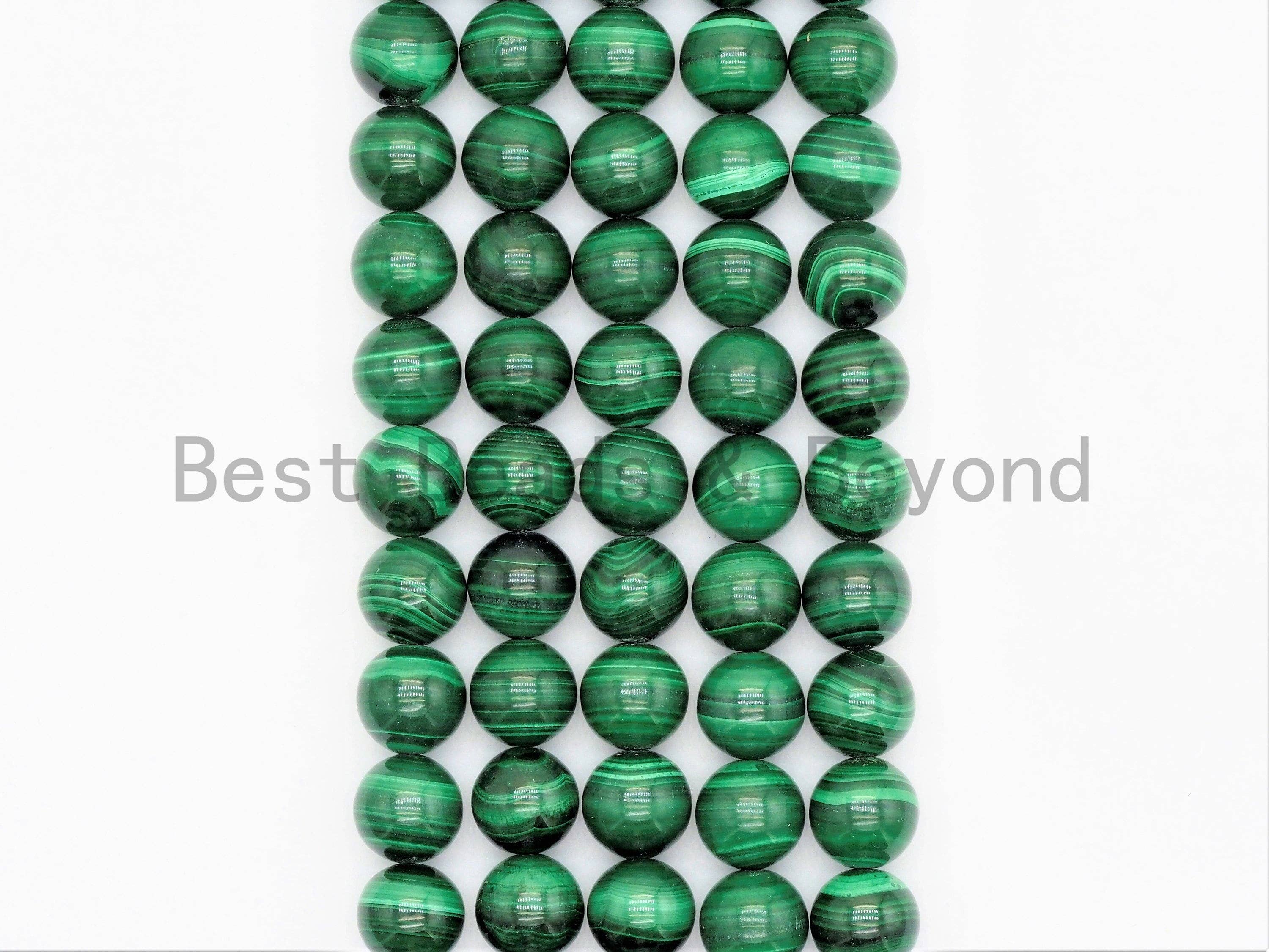 High Quality Natural Smooth Malachite Round Beads, 6mm/8mm/10mm/12mm/14mm, Green Gemstones Beads,Malachite Beads,15.5" Full Strand,SKU#U335
