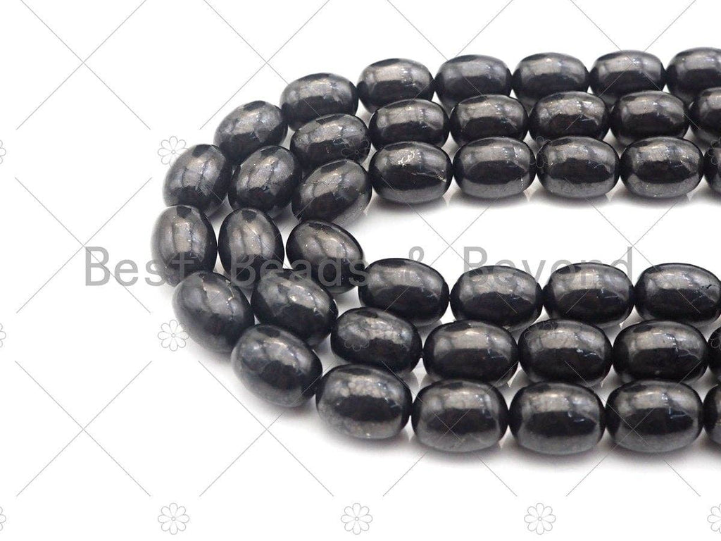 Top Quality Barrel Shape Shungite, Smooth Drum Shape Shungite, Healing Energy, Genuine Shungite Beads 10x14mm, 15.5" Full Strand, Sku#U983