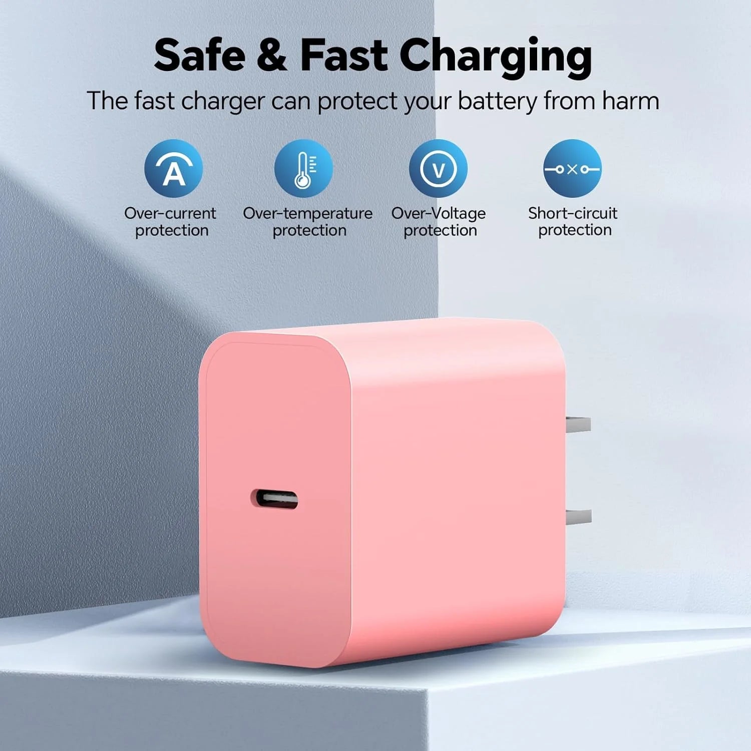 2 Pack Pink USB C Charger Blocks with 6FT Cords for iPhone 17/16/15 - Compatible with iPhone Air, Pro & Max Models