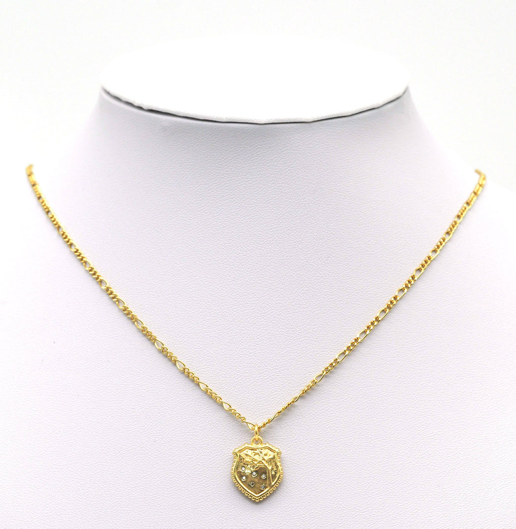 CZ Gold Tree On Shield Charm, Sku#F1479C