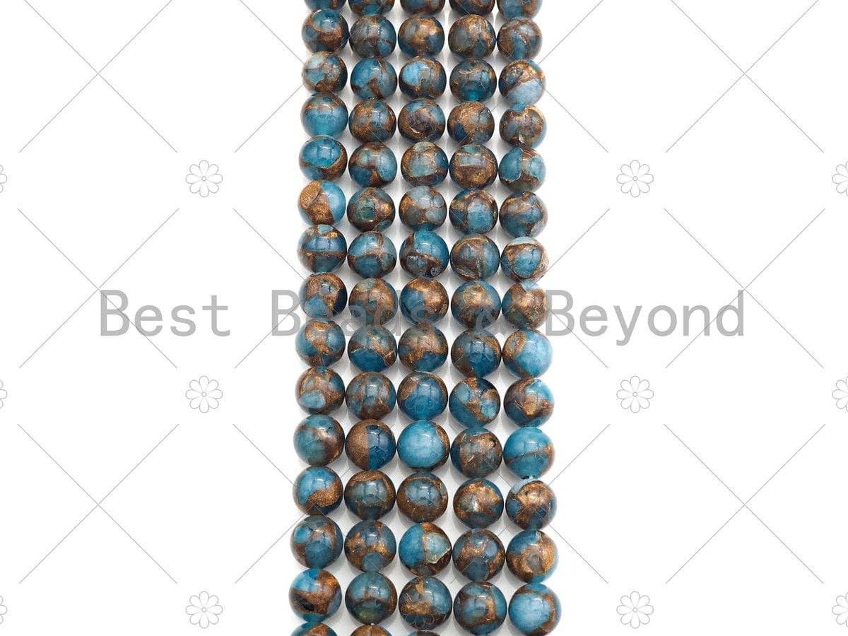 Gold Clinquant Beads, 4mm/6mm/ 8mm/10mm/12mm, Cloisonne Blue Color, 15.5" Full Strand Wholesale Gemstones,sku#U955