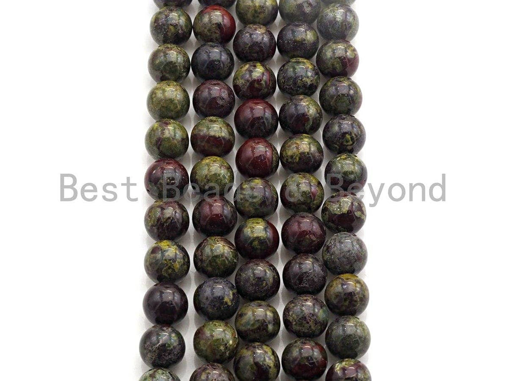 Natural Dragon Blood Jasper, Round Smooth 6mm/8mm/10mm/12mm, 15.5" Full Strand, sku#U632
