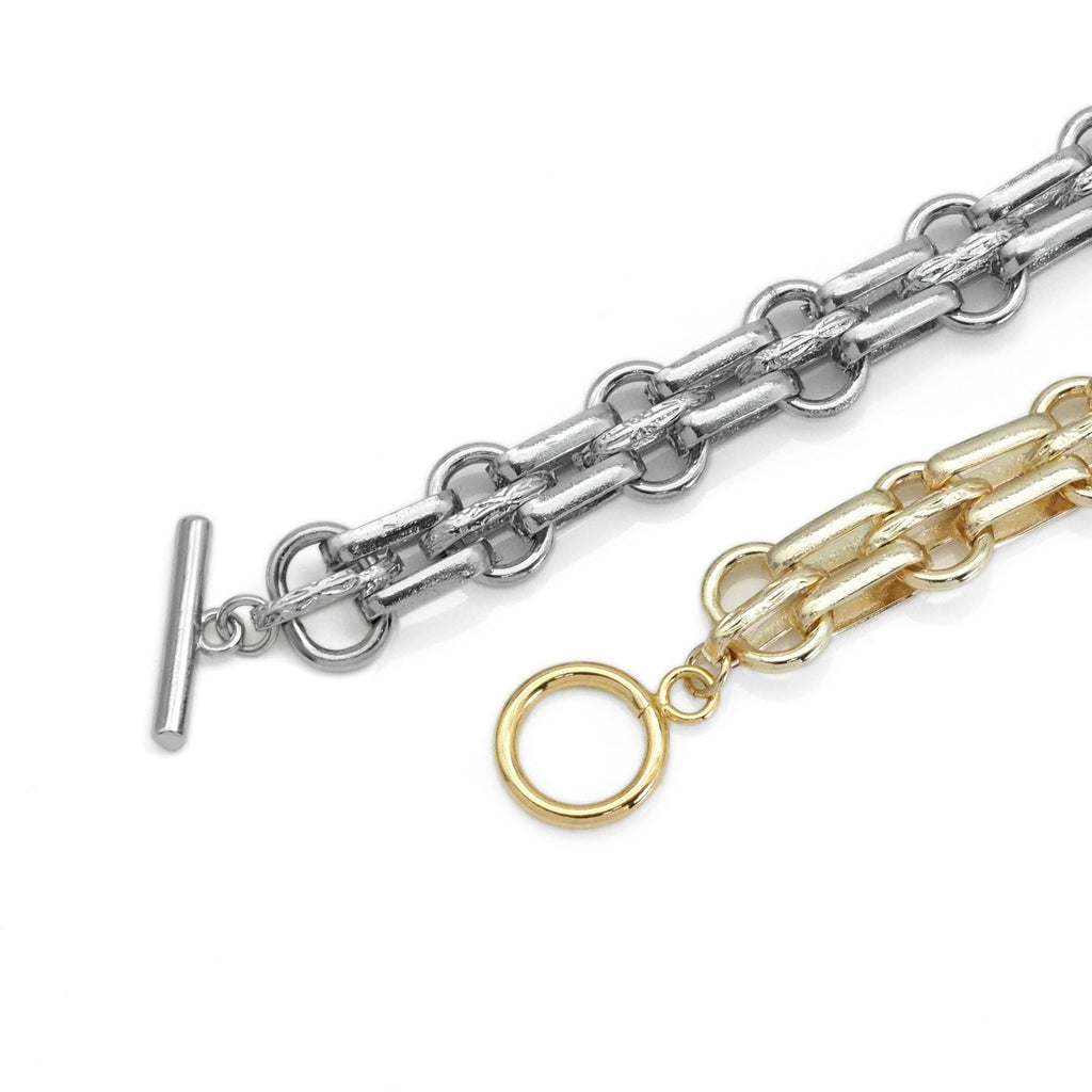 Chunky Gold Silver Mixed Color Chain Necklace, Sku#EF501