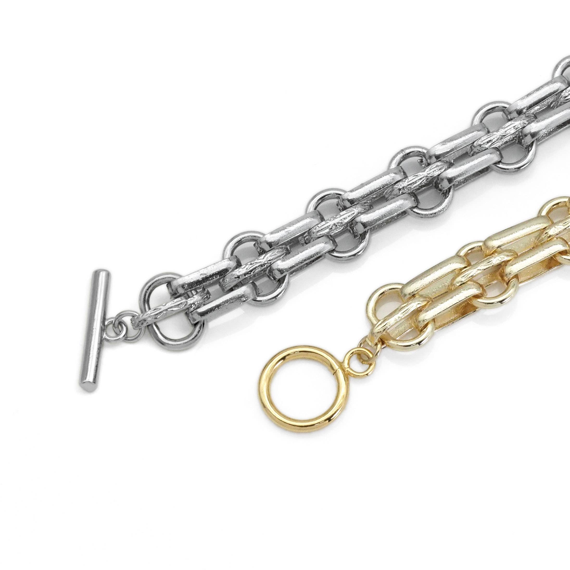 Chunky Gold Silver Mixed Color Chain Necklace, Sku#EF501