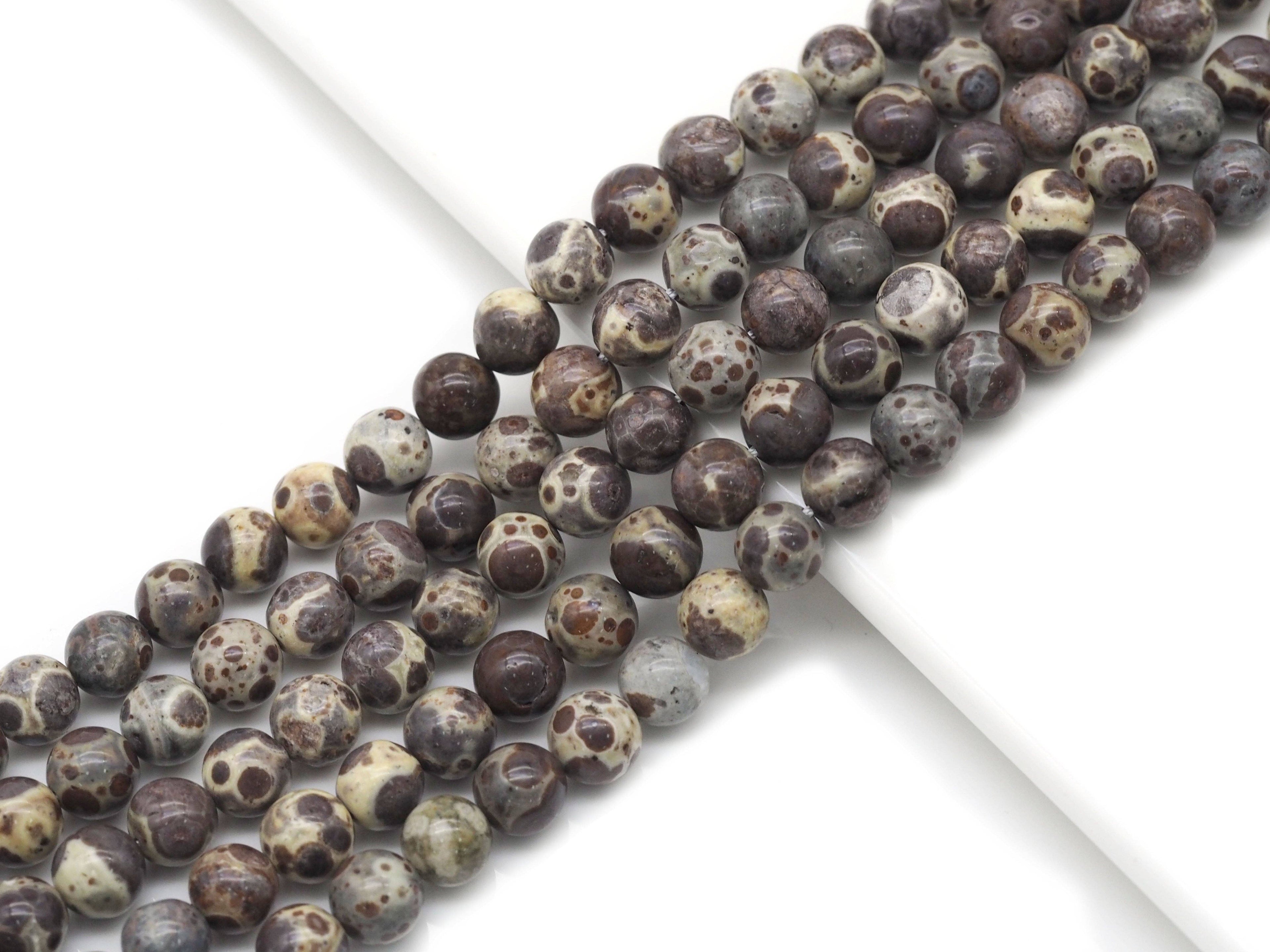 Genuine Brown Ocean Jasper Round Smooth Beads, Sku#U1353