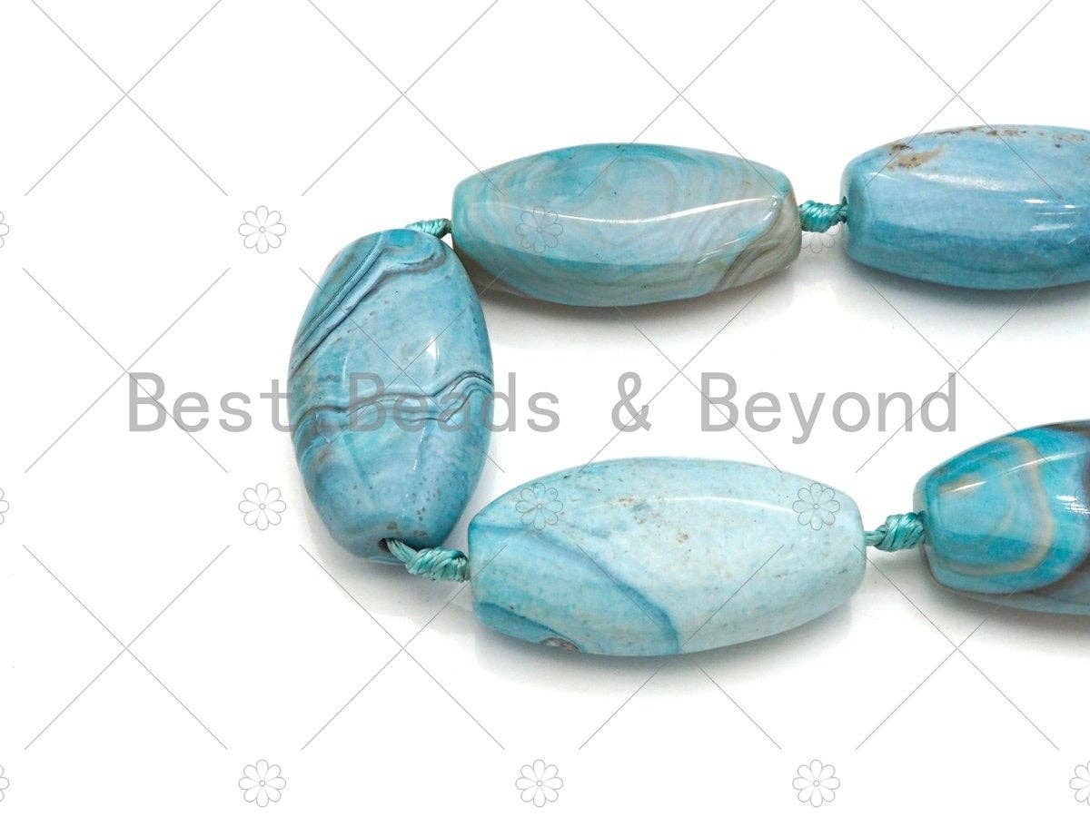 Natural Turquoise Blue Agate Oval Spacer Beads, Sku#U1021