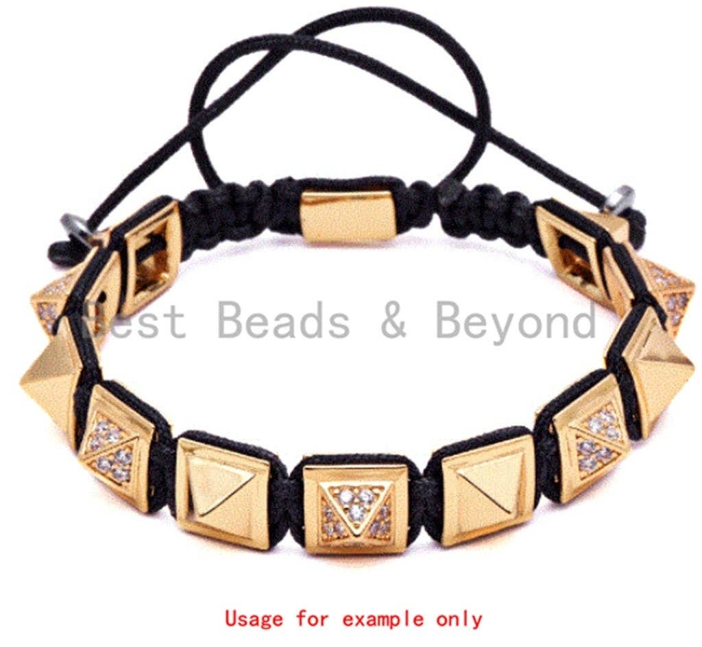 CZ Micro Pave Square Beads, Pyramid Spacer Beads, Men's Jewelry Findings, 10mm/8mm,  sku#Y201