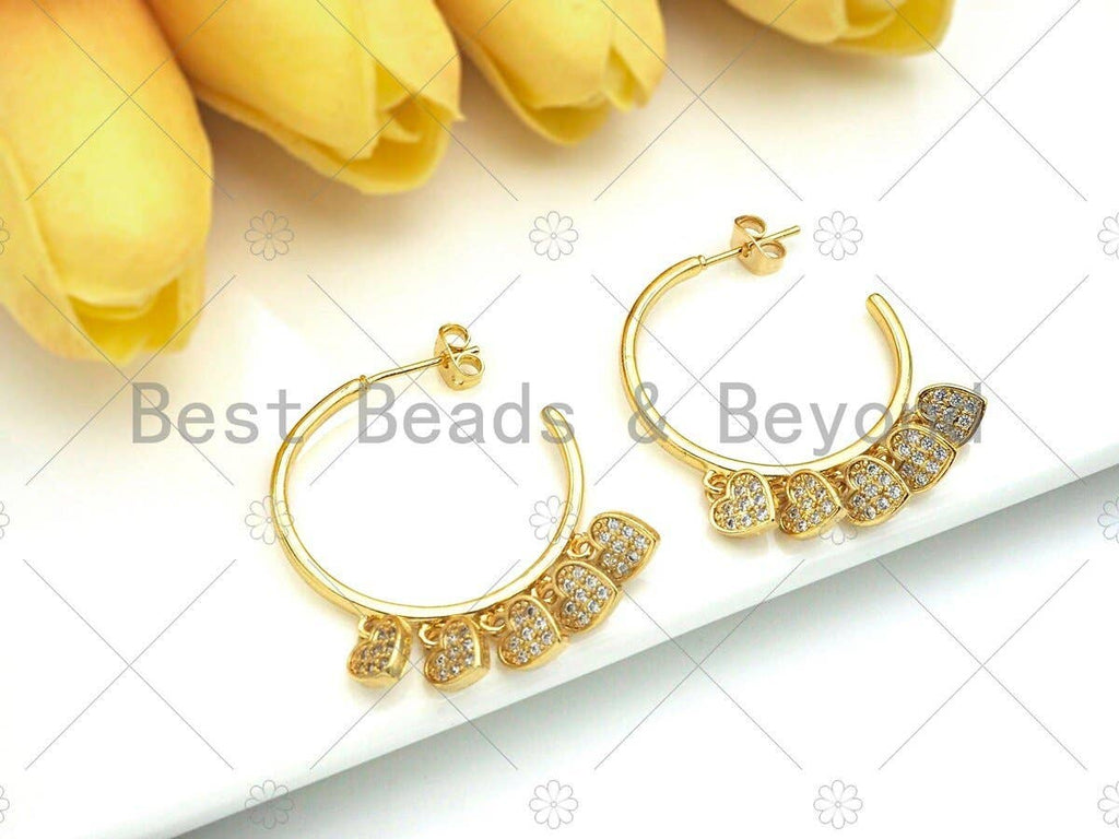 CZ Heart Hoop Earrings, Sku#LD83