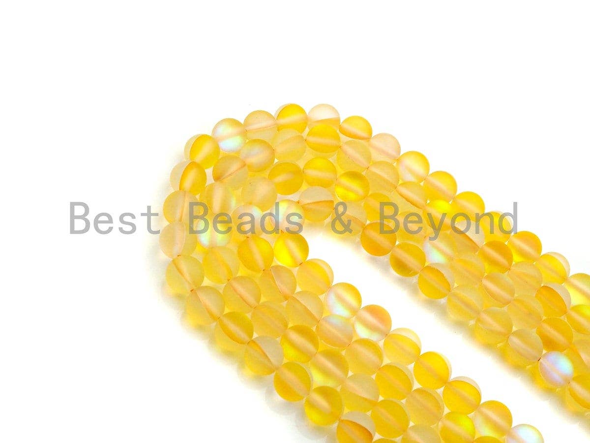 NEW COLOR!!! Spectrolite Yellow Quartz Matte, High Quality in Round 6mm/8mm/10mm/12mm, Aura Yellow Crystal, 15.5inch strand, SKU#U825
