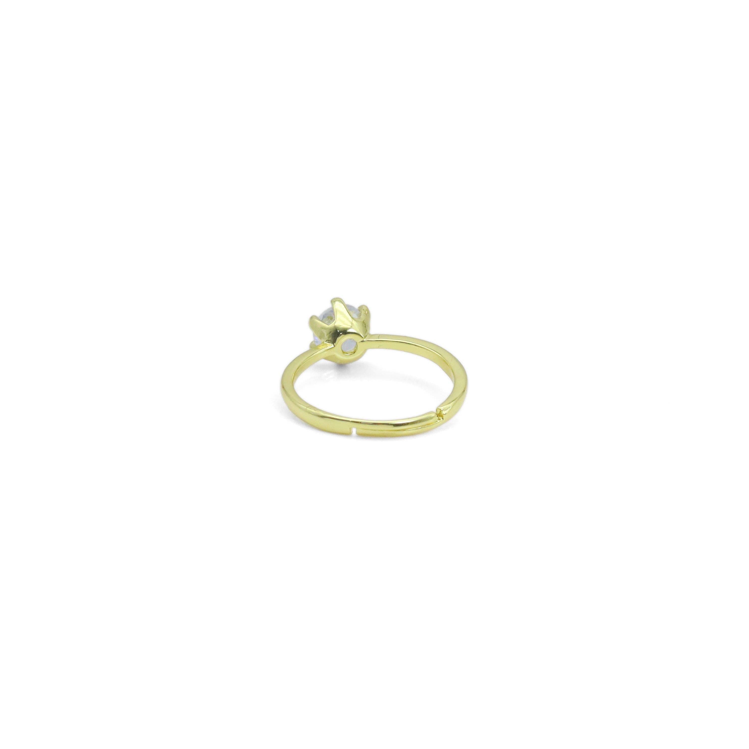 Clear Round Diamond CZ Gold Adjustable Ring, Sku#A179