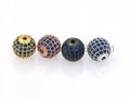 6/8/10/12mm Micro Pave Cobalt Blue CZ Stone Round Ball,  Blue Pave Gold/Silver/Rose Gold/Black Rhodium Bead Focal, Pave Beads, sku#G308B