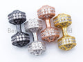 White CZ Micro Pave Dumbbell Spacer Beads for Bracelet, Cubic Zirconia Spacer Beads,16x7mm Sku#G129