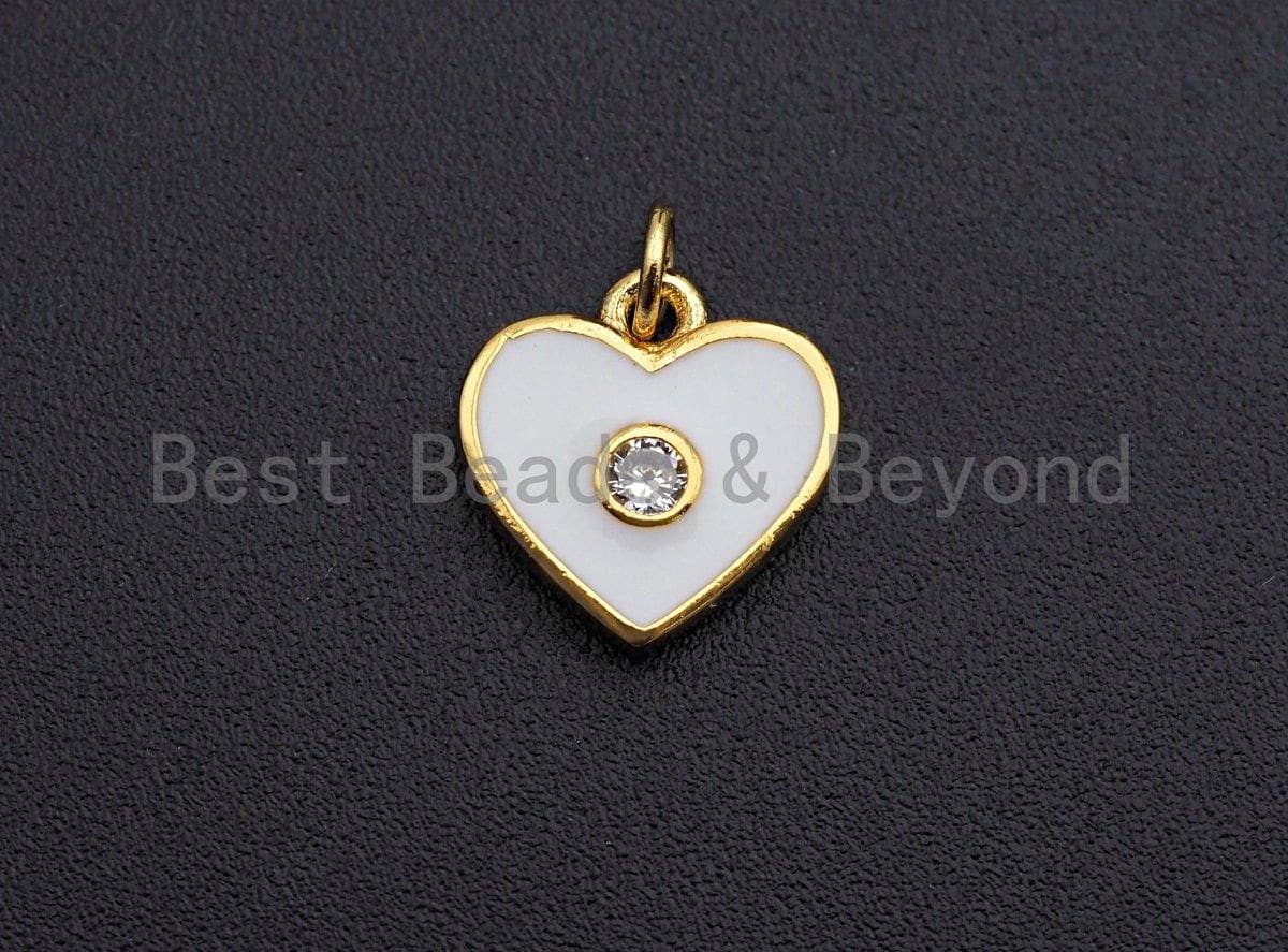 Enamel Colorful Big Cz On Heart Pendant,CZ Micro Pave Oil Drop pendant,Enamel pendant,Enamel Jewelry,11mm,sku#Z643