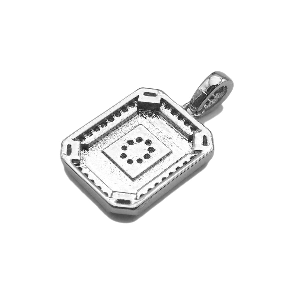 Silver Initial Tag Letter Charm, CZ A - Z Alphabet Letter, SKU#ML75