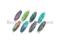 Colorful Engraved Long Oval Tibetan Spacer Beads, Multicolor
