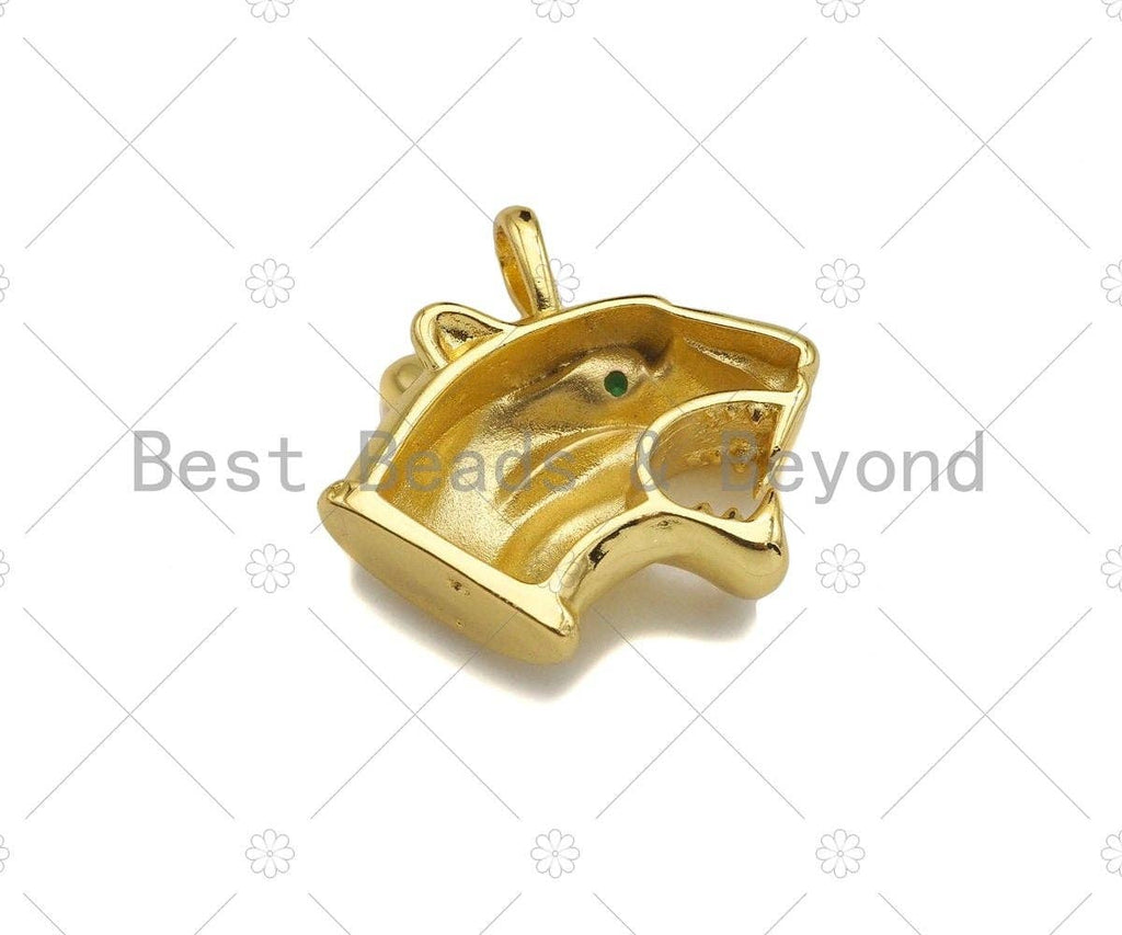18K Gold Filled Tiger Head, Panther Head Pendant