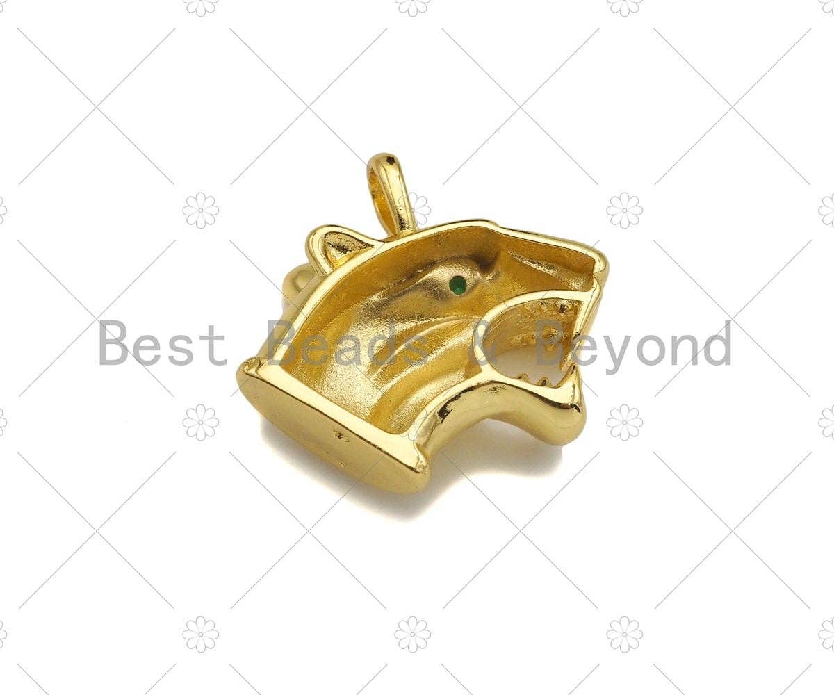 18K Gold Filled Tiger Head, Panther Head Pendant