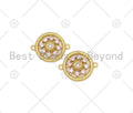 CZ Micro Pave Steering Wheel Shape Connector,18K Gold Filled Pink CZ Charm, Necklace Bracelet Charm Pendant, 19x15mm,Sku#LK419