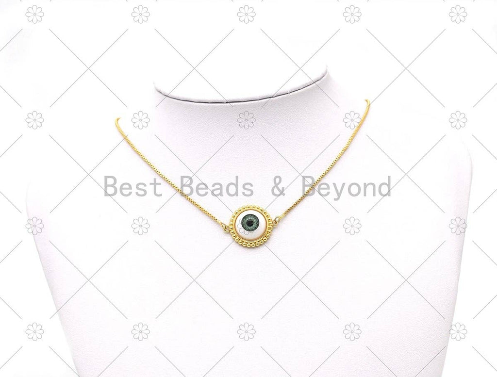 Enamel Evil Eye Connector, Sku#Z1424