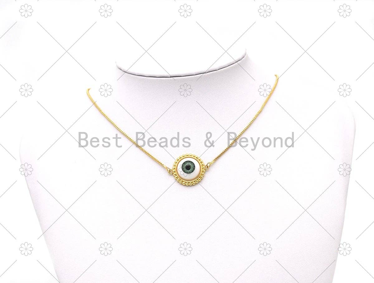 Enamel Evil Eye Connector, Sku#Z1424