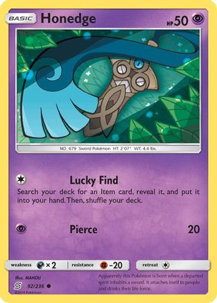 Honedge 092/236 - SM  Unified Minds Reverse Holofoil