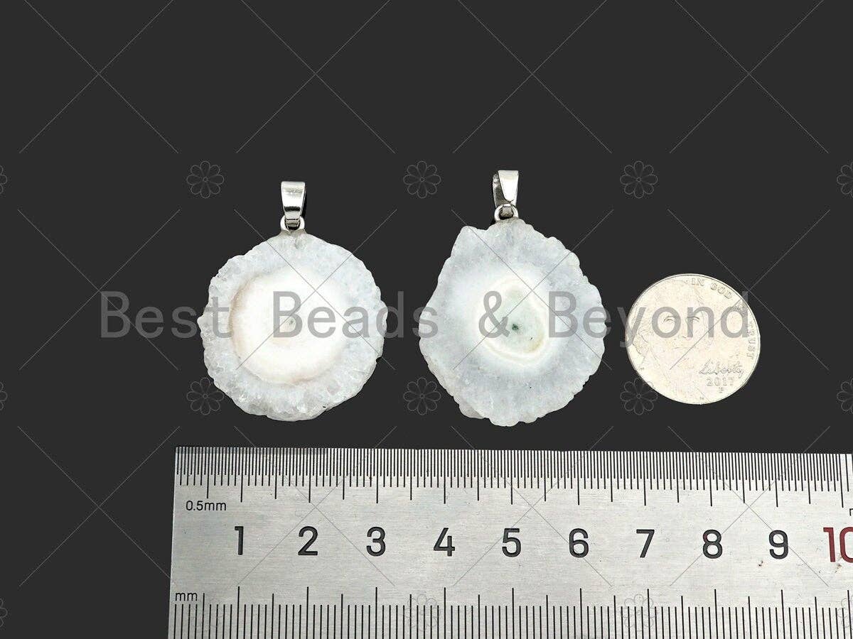 High Quality Natural Druzy Agate Irregular Shape Pendant, White Necklace Agate Pendant, 40mm,28-36mm,Sku#YK16