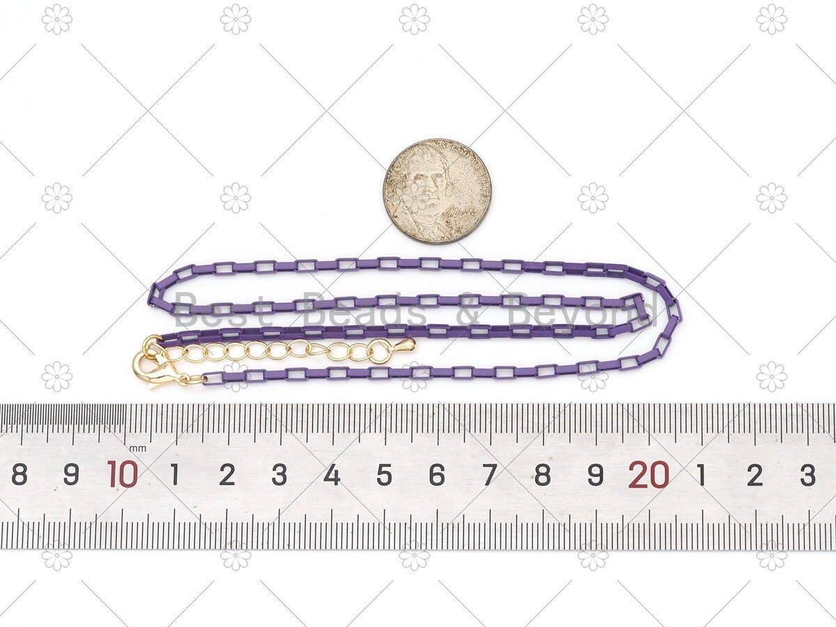 NEW Thin Enamel Box Chain Necklace, 16", Sku#EF75