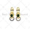 Green CZ Micro Pave Hand Shape Connector, 18K Gold Filled Hand Charm, Necklace Bracelet Charm Pendant, 36x13mm, Sku#L618