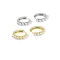 CZ Gold Silver Pearl Hoop Earrings, Sku#B361