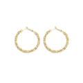 Gold Chip Beads Round Hoop Earrings, Sku#ZX135