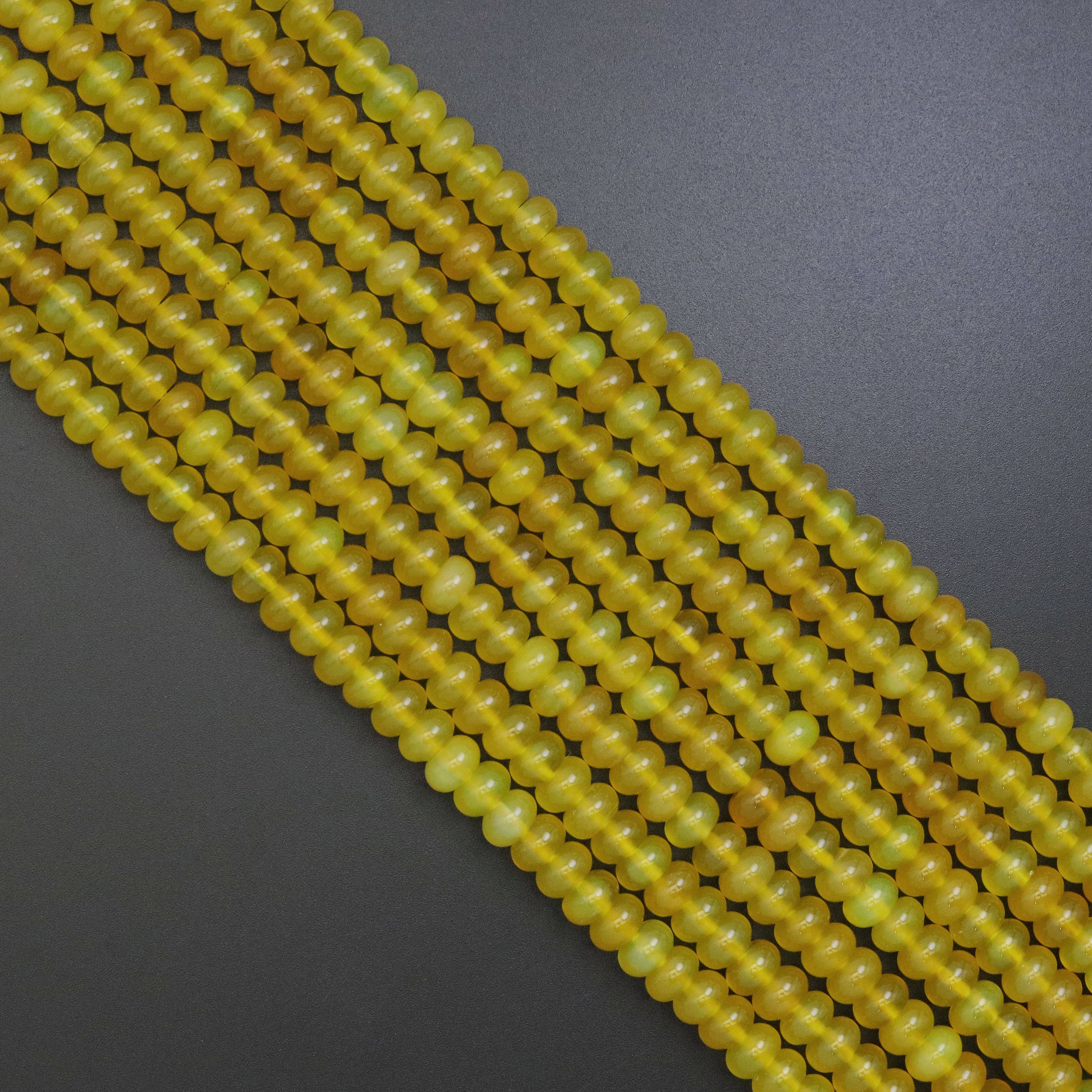 Rondelle Smooth Yellow Agate Beads, Sku#U1914