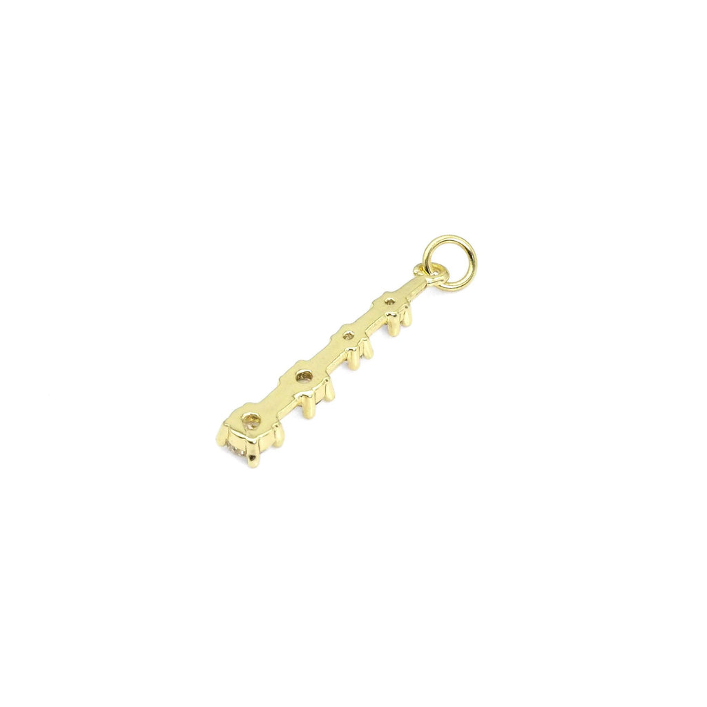 Gold Silver Square CZ Long Bar Gold Charm, Sku#ZX130