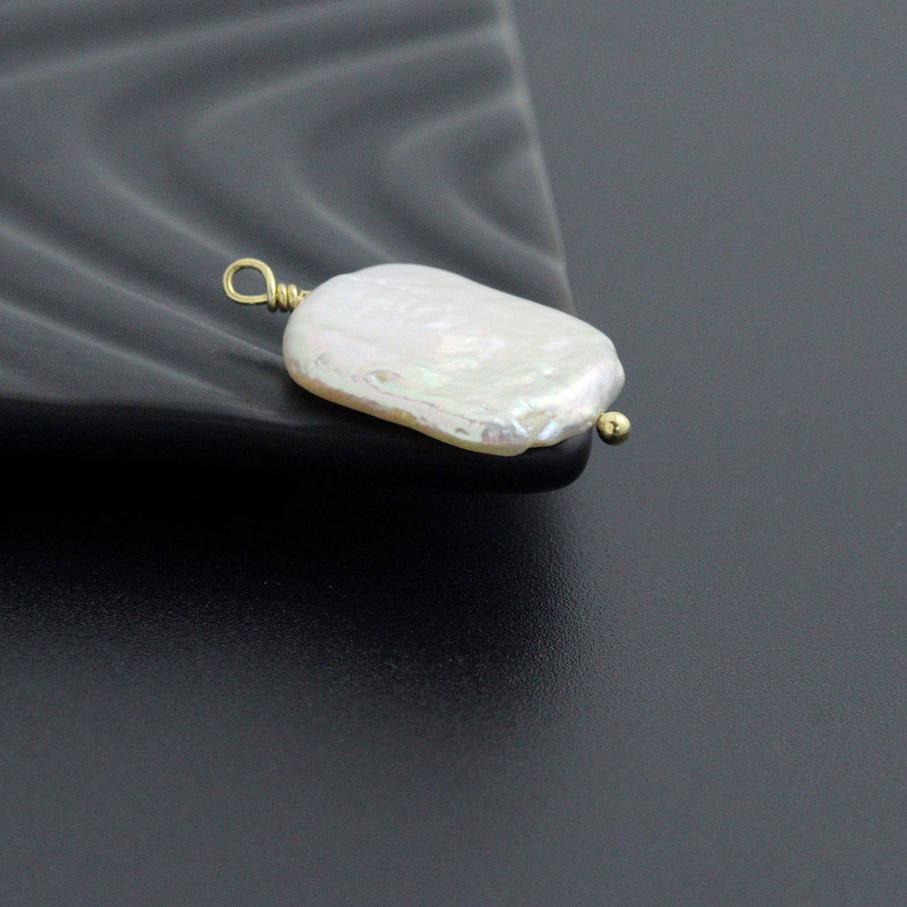 Flat Freshwater Pearl Oval shape Charm Pendant,Sku#EF727