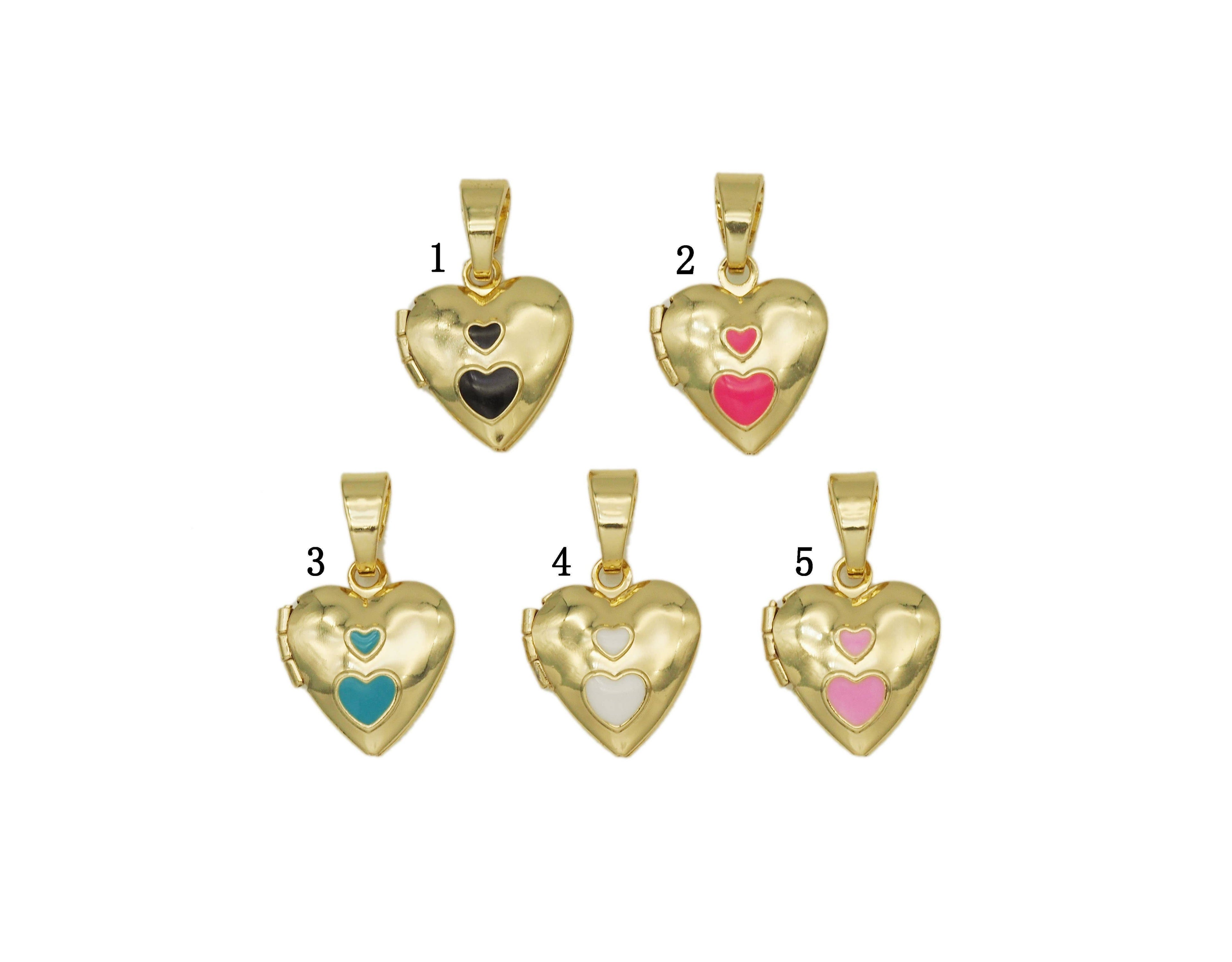 Lockets Enamel Heart Pendant, Sku#FH187