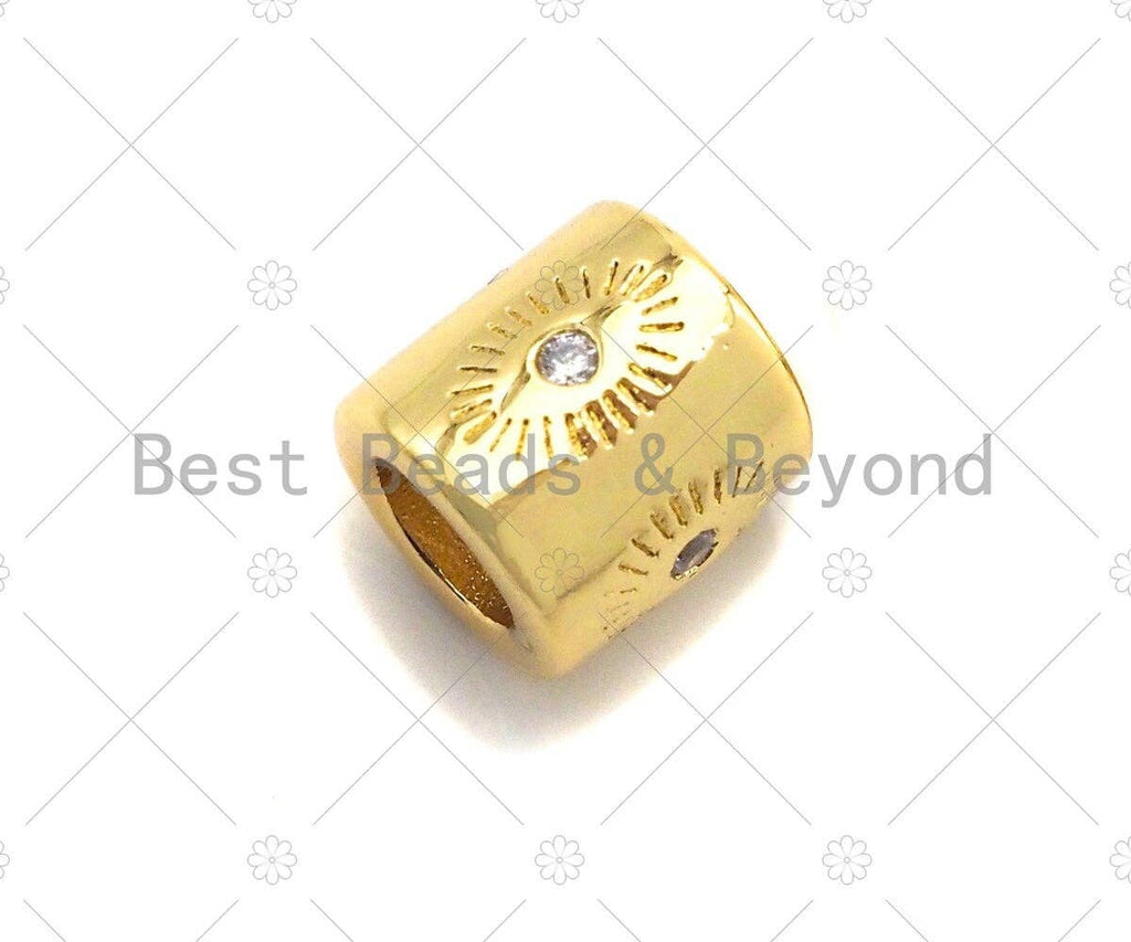 CZ Micro Pave Evil Eye On Large Hole Tube spacer Beads,Sku#C121