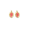 Gold Red Enamel Leaf Shape Charm, Sku#Y803