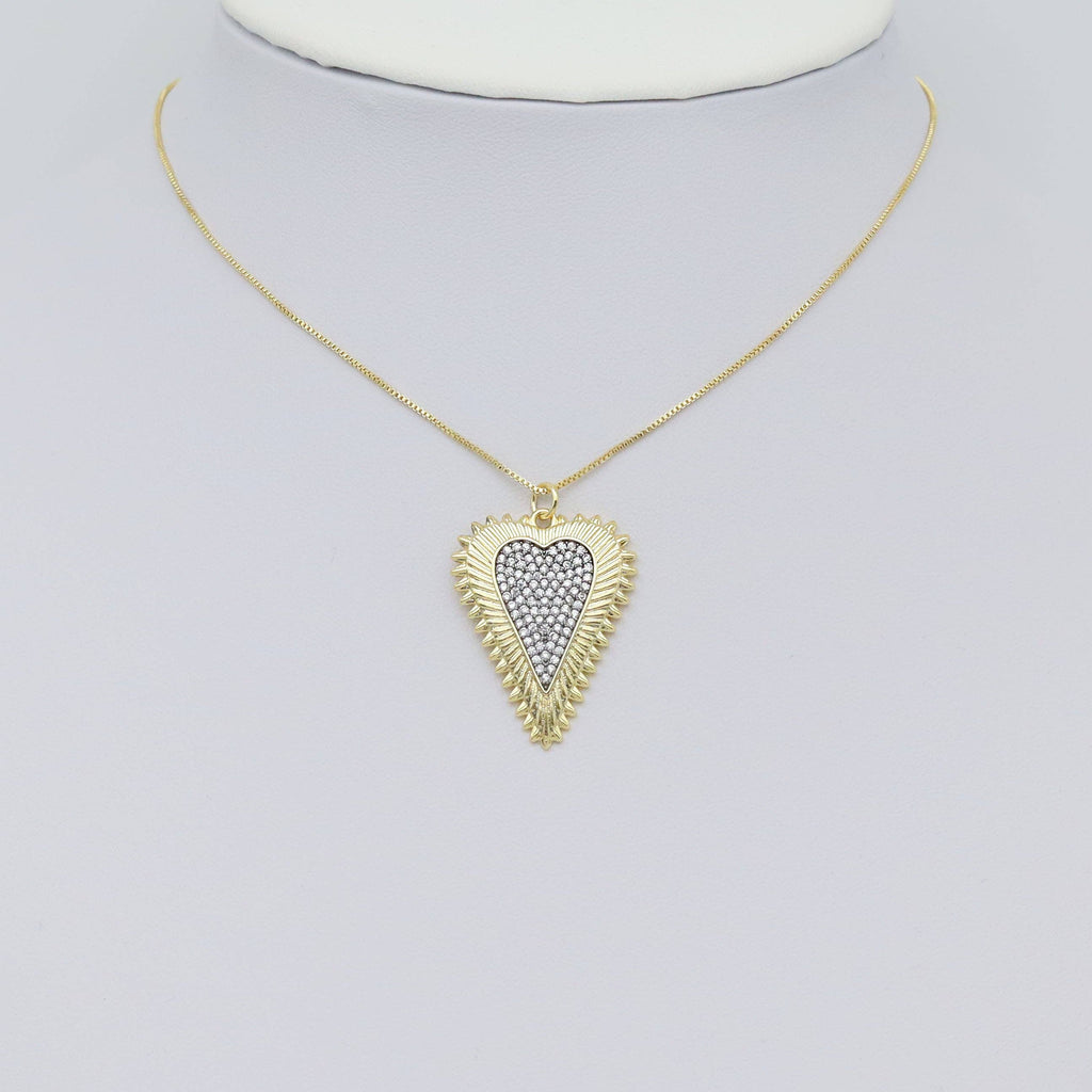 Gold Clear CZ Heart Shape Charm, Sku#Z1474