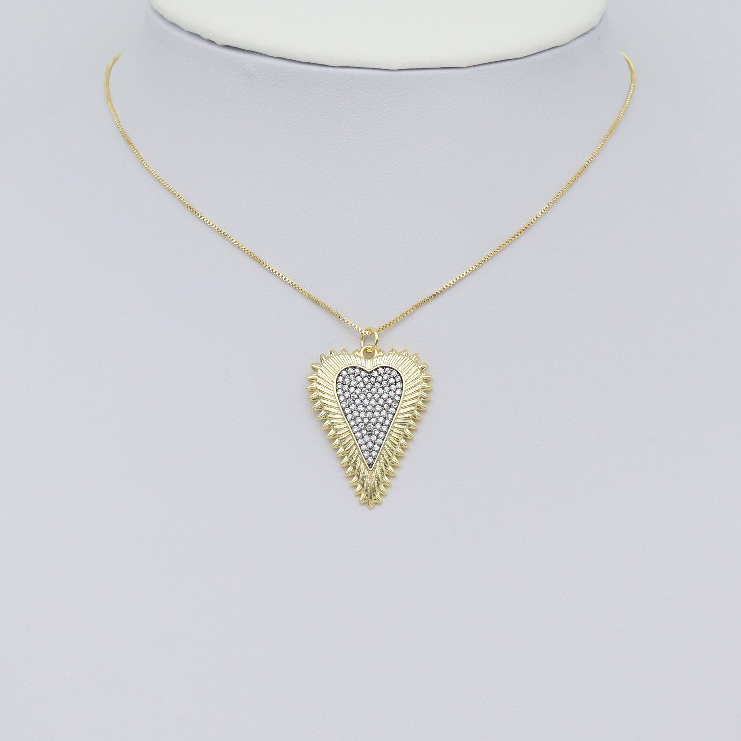 Gold Clear CZ Heart Shape Charm, Sku#Z1474