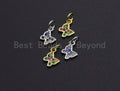 Cute Colorful CZ Micro Pave Butterfly Shaped Pendant/Charm, Cubic Zirconia Pendant Charm,6x8mm,sku#Z536