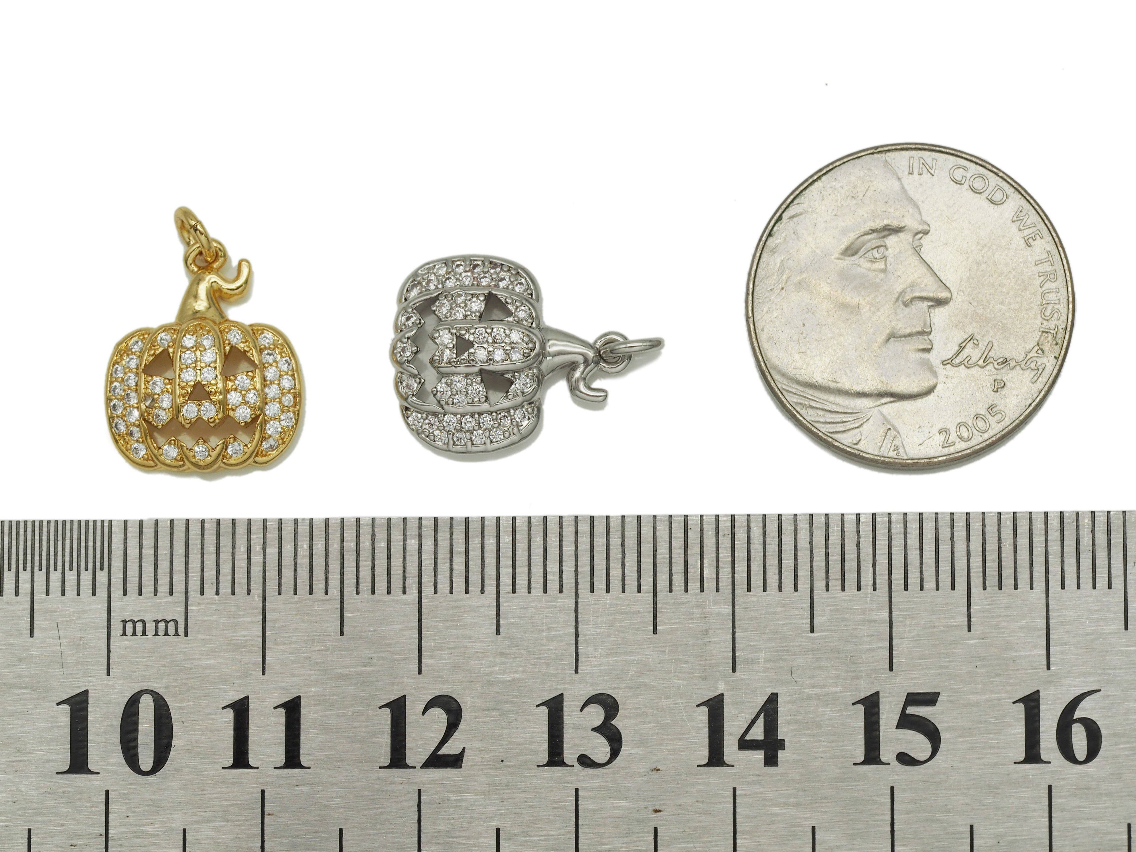 CZ Halloween Pumpkin Charm, Sku#Y665