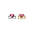 Big Fuchsia Pink Heart CZ Statement Adjustable Ring, Sku#A317