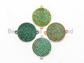 CZ Micro Pave Green Round Disc Connector, 16x20mm, SKU#A44