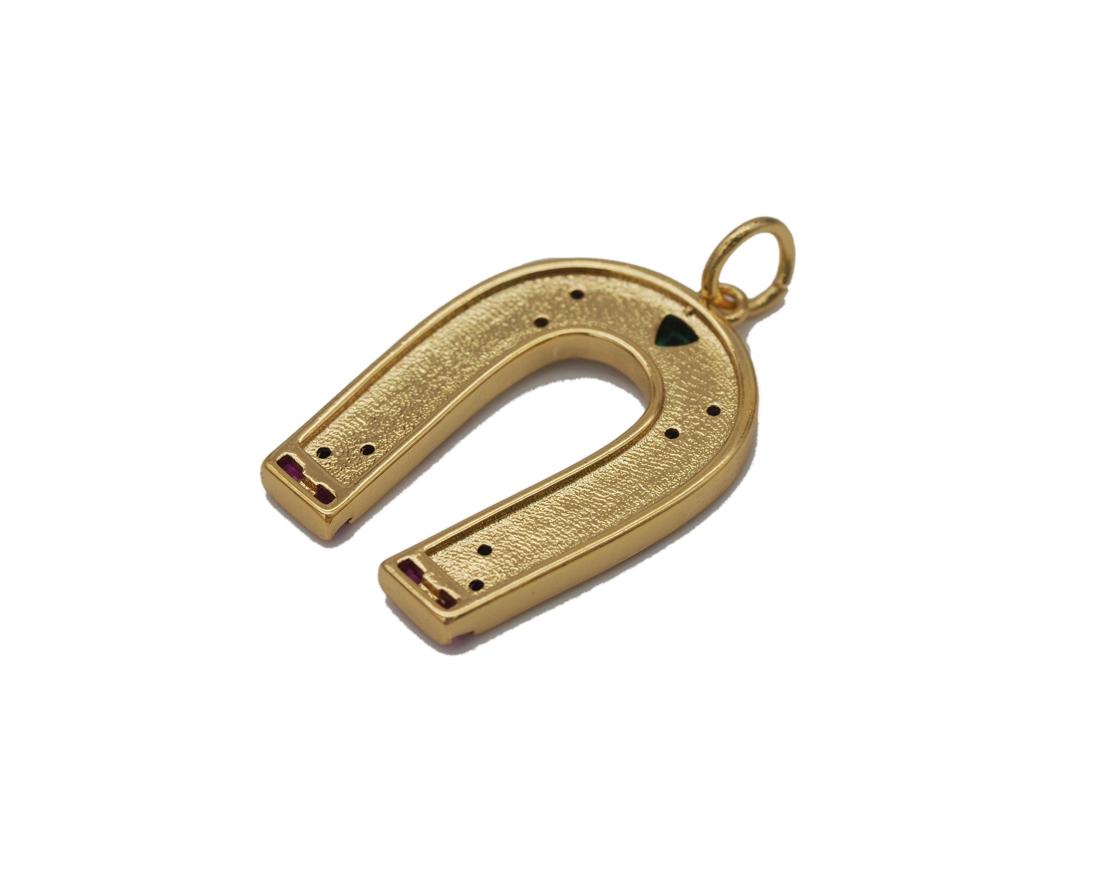 CZ Enamel Horseshoe Charm, Sku#Z1447