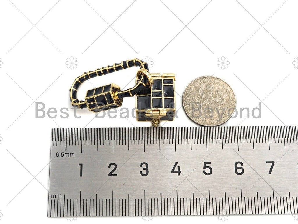 Colorful Enamel Pave Oval With Square Box Shape Clasp, Gold Carabiner Clasp, Screw Clasp, Chain Connector Clasp, 16x46mm, sku#K121