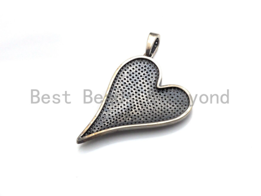 Antique Silver Tone Heart Pendant, X132