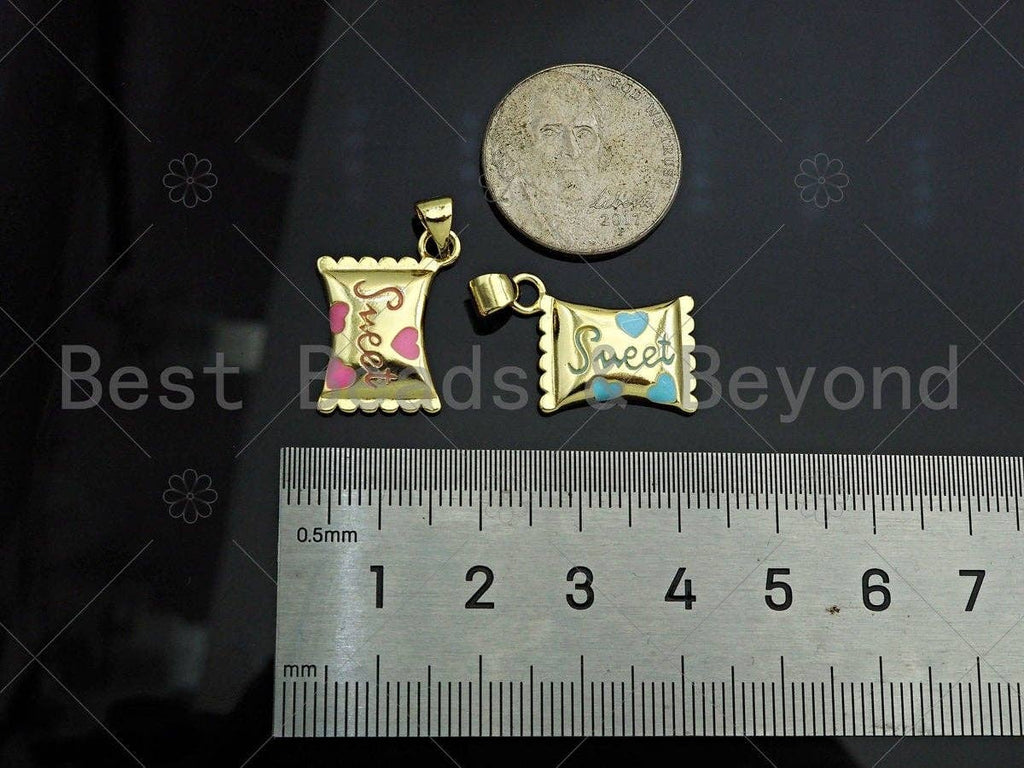 Colorful Enamel Sweet Heart Candy Rectangle Shape Pendant,18K Gold Filled Enamel Charm,Enamel Jewelry,15x20mm,Sku#LK333